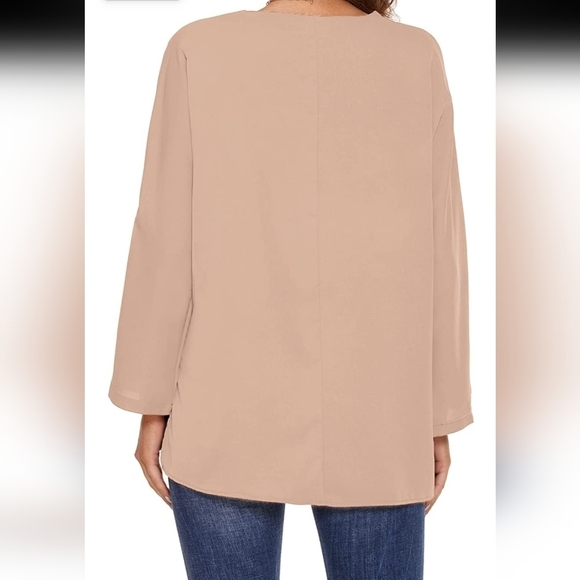 Metini Women's Tan Chiffon Blouse Top - Size Small/Medium - Picture 8 of 11